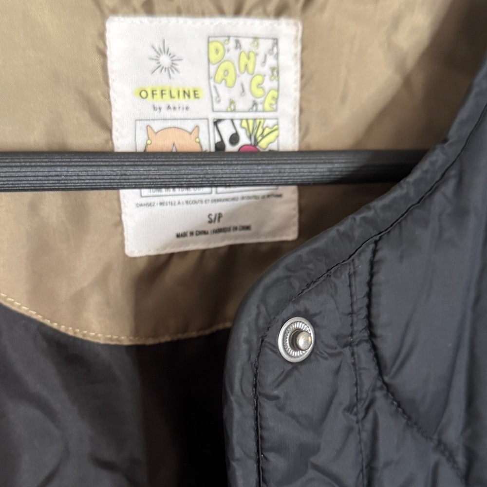 Aerie Offline Quilted Bomber Jacket Black Size S - Picture 5 of 6